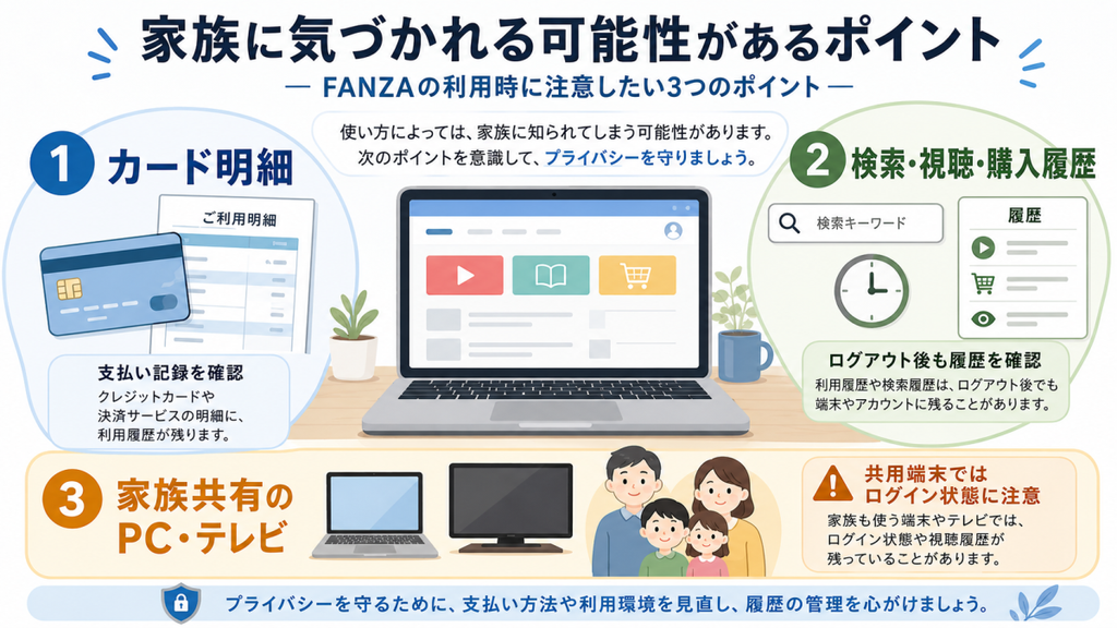 FANZA利用時に確認したい履歴・明細・共用端末 
