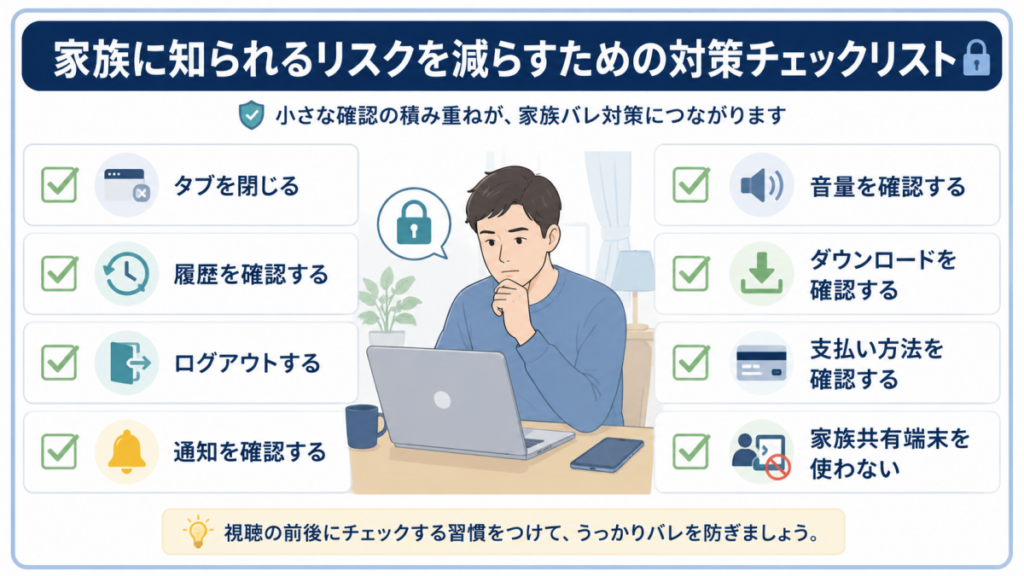 家族に知られるリスクを減らすための対策チェックリスト