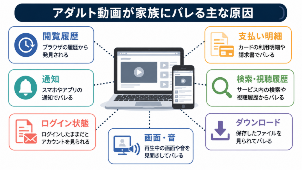アダルト動画の視聴が家族に知られる主な原因